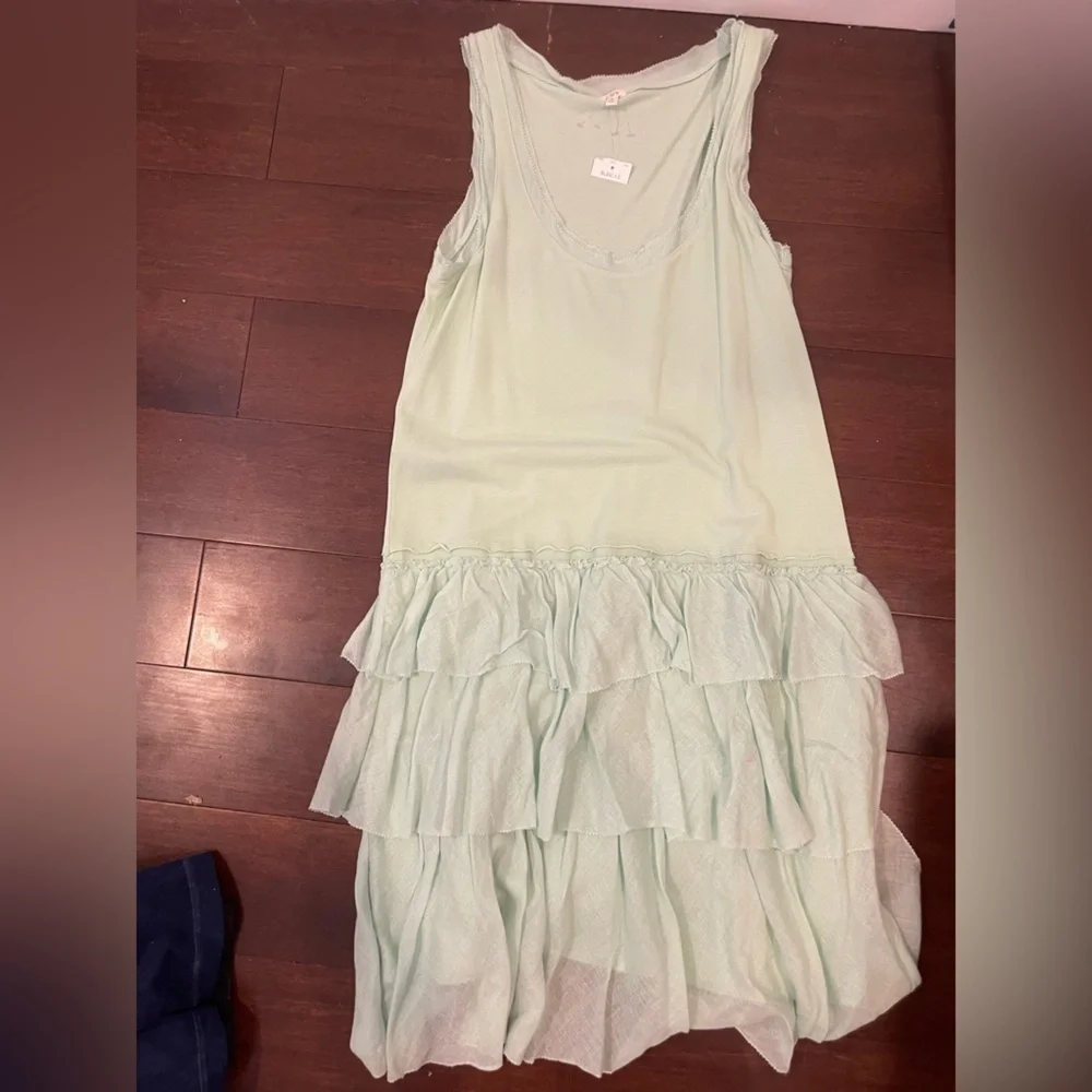 nwt J. Crew Mint Green Sleeveless tank tiered Dress small vintage
